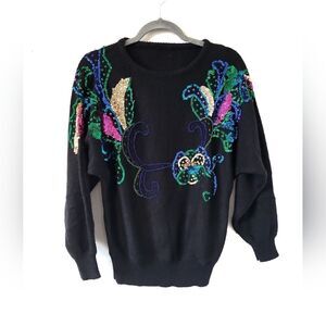 Vintage Black Sequin Sweater